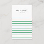 Groene Stripe Trendy Moderne Minimale Eenvoudige Visitekaartje (Voorkant)