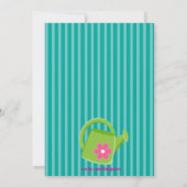 Groene striped Gardening Girl Birthday Invitation Kaart (Achterkant)