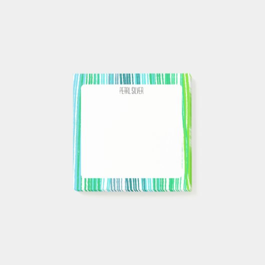 Groene Stripes aangepast grafisch monogram op maat Post-it® Notes (Voorkant)