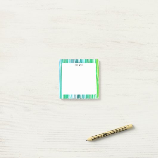 Groene Stripes aangepast grafisch monogram op maat Post-it® Notes (Op bureau)