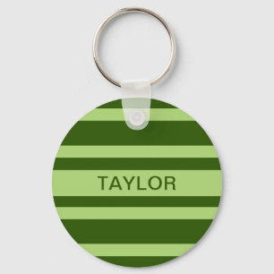 Groene Stripes aangepaste monogram-sleutelketens Sleutelhanger