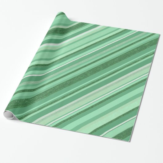 Groene Stripes Patroon Cadeaupapier (Uitgerold)