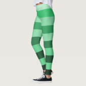Groene Stripes Patroonkleurblok Leggings (Links)