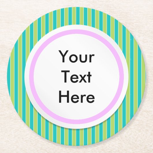 Groene stripes ronde kartonnen onderzetter (Voorkant)
