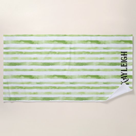 Groene stripes strandlaken (Voorkant)