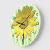Groene Stripes Yellow Daisy Wall klok (Hoek)