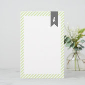 Groene stripesonogram briefpapier (Staand voorkant)