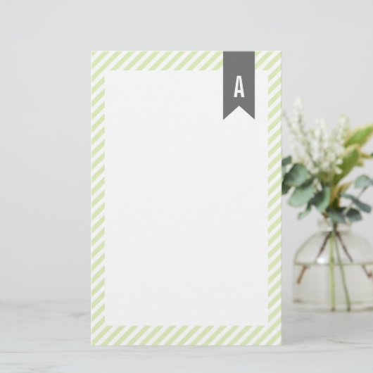 Groene stripesonogram briefpapier (Staand voorkant)