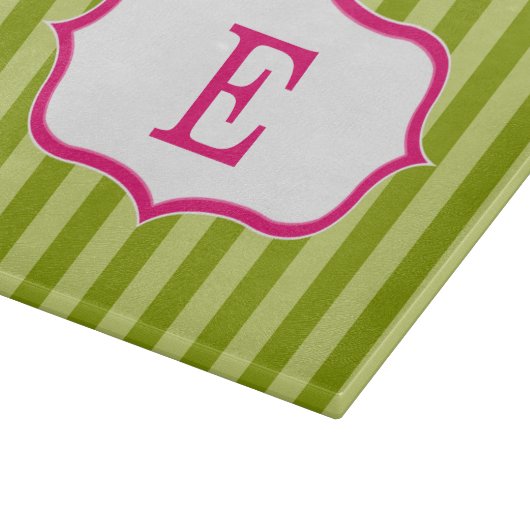 Groene stripesroze monogram snijplank (Hoek)