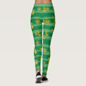 Groene Striples Patroon met Gouden Klavers Patrick Leggings (Achterkant)