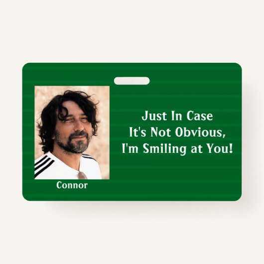 Groene strips in Hoesje is mijn glimlach niet duid Badge (Voorkant)