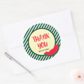 Groene strips met rode groene watermeloen Dank u Ronde Sticker (Envelop)