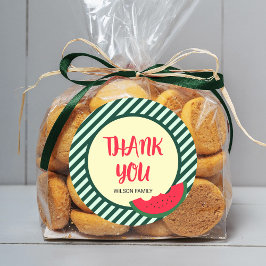 Groene strips met rode groene watermeloen Dank u Ronde Sticker