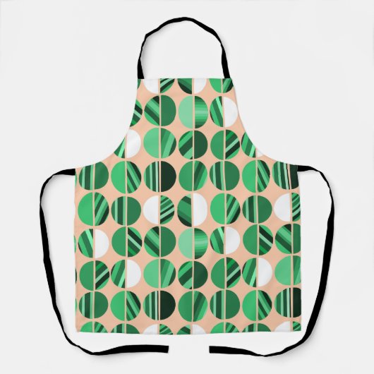 Groene stripte ovale halven schort (Voorkant)