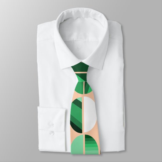 Groene stripte ovale halven stropdas (Gebonden)