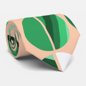 Groene stripte ovale halven stropdas (Opgerold)