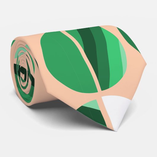 Groene stripte ovale halven stropdas (Opgerold)