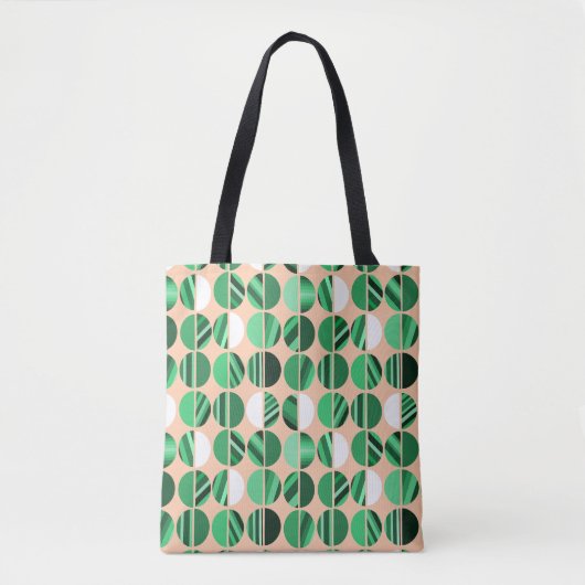 Groene stripte ovale halven tote bag (Voorkant)