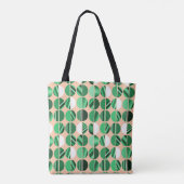 Groene stripte ovale halven tote bag (Achterkant)