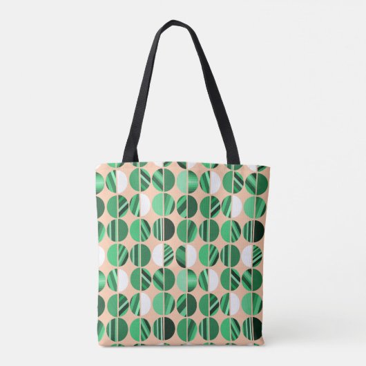Groene stripte ovale halven tote bag (Achterkant)