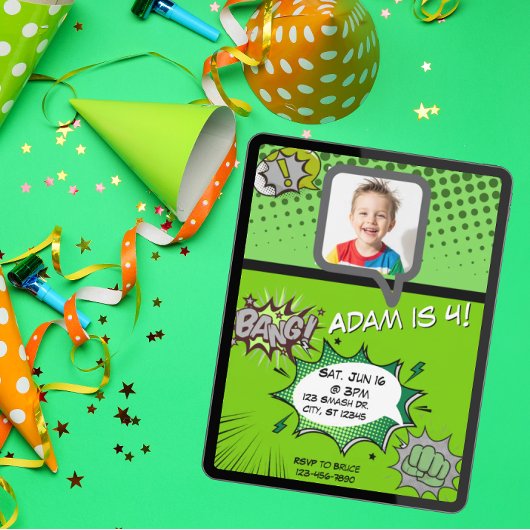 Groene stripverjaardag kaart