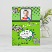 Groene stripverjaardag kaart (Staand voorkant)