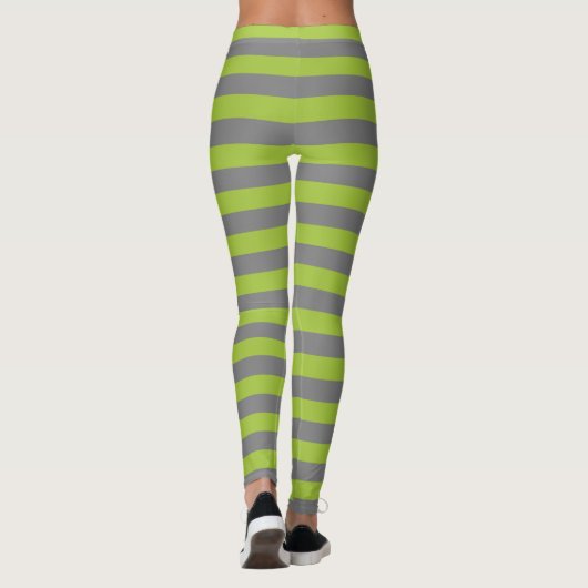 Groene strook van houtskool, grijs en appel leggings (Achterkant)