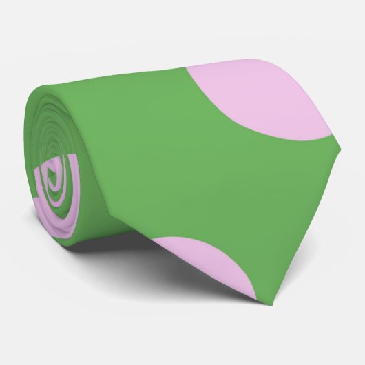 Groene stropdassen met roze stippen (Opgerold)