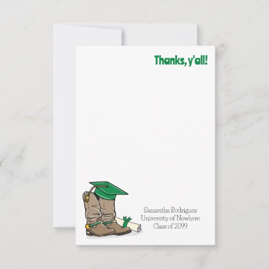 Groene studiepop en cowboy Boot Bedankkaart (Voorkant)