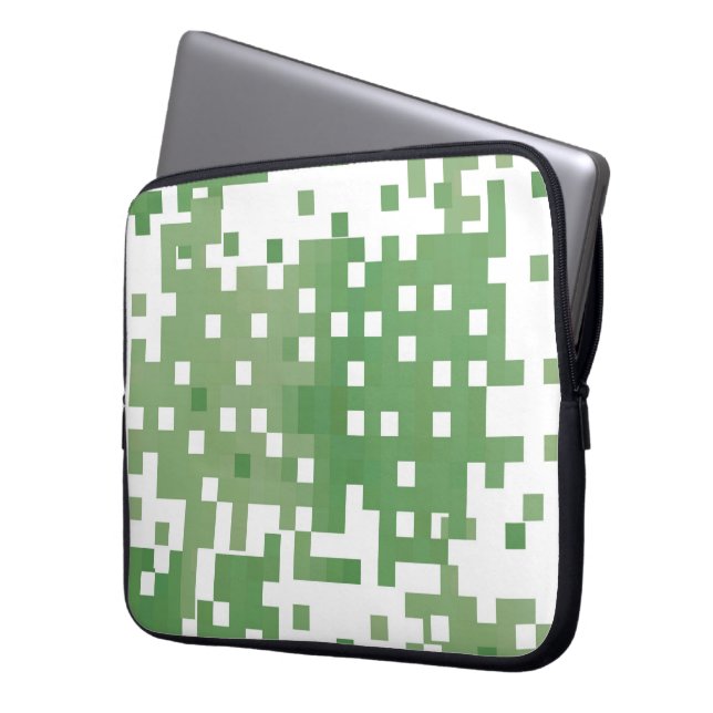 Groene suare Pixel Pattern Laptop Sleeve (Voorkant Links)