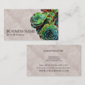 Groene successen op Faux Burlap Modern Chic Visitekaartje (Voorkant / Achterkant)