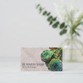 Groene successen op Faux Burlap Modern Chic Visitekaartje (Staand voorkant)