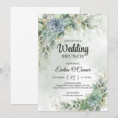 Groene succulen en eucalyptusbrunch kaart (Voorkant / Achterkant)