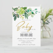GROENE SUCCULENT FOLIAGE WATERVERF BABY SHOWER KAART (Staand voorkant)