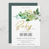 GROENE SUCCULENT FOLIAGE WATERVERF BABY SHOWER KAART (Voorkant / Achterkant)