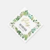 GROENE SUCCULENT FOLIAGE WATERVERF BABY SHOWER SERVET (Hoek)