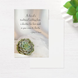 Groene Succulent op Witte Bruiloft Liefdadigheid G Visitekaartjes