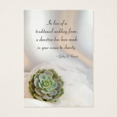 Groene Succulent op Witte Bruiloft Liefdadigheid G Visitekaartjes (Voorkant)