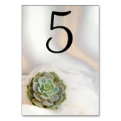 Groene Succulent op Witte Trouwtafel Nummers Kaart (Achterkant)