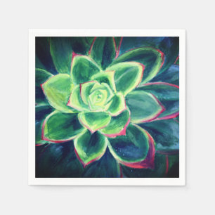 Groene Succulent Plant Art Paper servetten