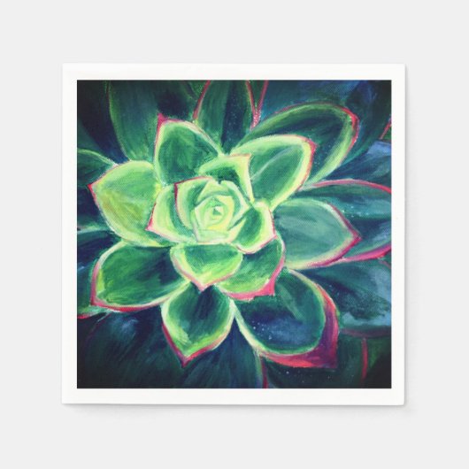 Groene Succulent Plant Art Paper servetten (Voorkant)