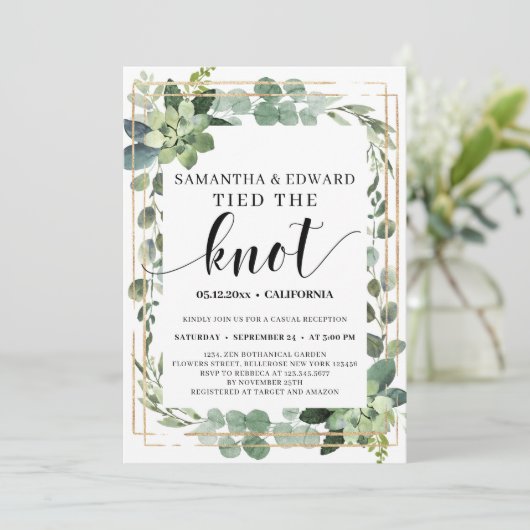 Groene succulent verloofd kaart (Staand voorkant)