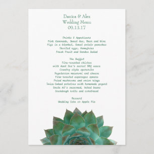 Groene Succulent Wedding Menu Sjabloon