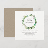 GROENE SUCCULENT WREATH FAUNA BRUNCH BUBBLY INVITE BEDANKKAART (Voorkant / Achterkant)