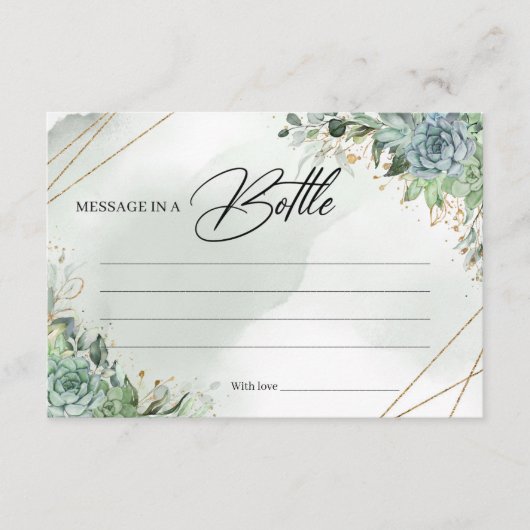 Groene succulente blaasjes Bericht op een flessenk Informatiekaartje (Voorkant)