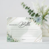 Groene succulente blaasjes Bericht op een flessenk Informatiekaartje (Staand voorkant)