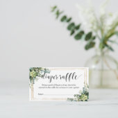 Groene Succulente Bloemen Gouden Lijsten Luier Raf Informatiekaartje (Staand voorkant)