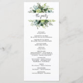 Groene succulente bloemengoud geometrische bruilof programmakaart (Achterkant)