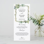 Groene succulente bloemengoud geometrische bruilof programmakaart (Staand voorkant)