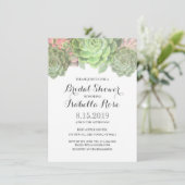 Groene Succulente Bridal Shower Invitations Kaart (Staand voorkant)